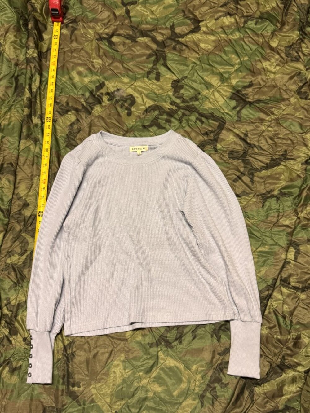 Downeast Waffle Knit Thermal Top Lavender Snap Cuff